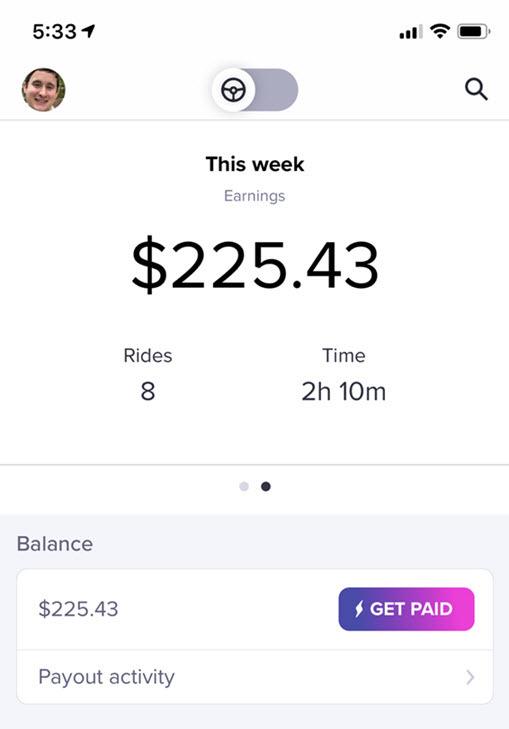 Lyft Driver income $100/h