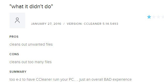 ccleaner reviews complaints